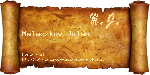 Malaczkov Jolán névjegykártya