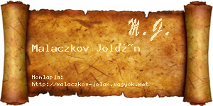 Malaczkov Jolán névjegykártya