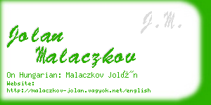 jolan malaczkov business card